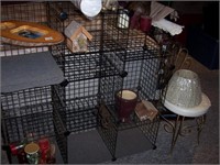 WIRE RACK, CANDLES, DECOR ,CHAIR
