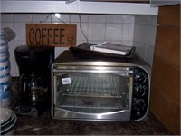 TOASTER OVER, COFFEE POT, COOK BOOK
