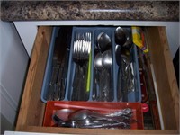 CONTENTS OF DRAWER & CABINET SILVERWARE & MORE