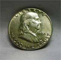 1951 AU Franklin Silver Half Dollar