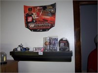 SHELF AND CONTENTS NASCAR ITEMS