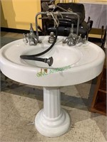 Antique barber sink - 1920s white enamel on iron