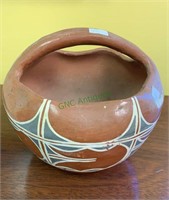 Vintage southwest pottery basket bowl - hand