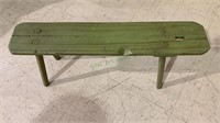 Antique wood bench - light green paint. Measures