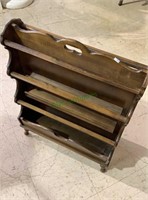 Three level magazine rack - vintage solid wood