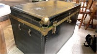 Extra large brass corner black storage trunk by