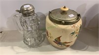 Antique English biscuit barrel and an antique