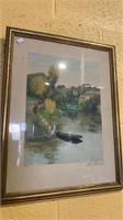 Antique French etching artist proof original in