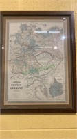 Framed map of the empire of German , published by