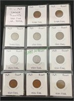 Coins - lot of 11 1909 Lincoln pennies - very fine