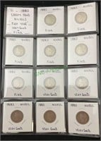 Coins - lot 2011 1883 Liberty head nickels - first