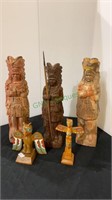 Lot of five Indian origin figures - wood and