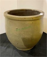 Glazed gray pottery pot - 8 inch radius by