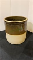 Off-white and brown glaze crock - 7 1/2 inch