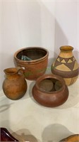 Acamo Pueblo style pottery - lot of four - one
