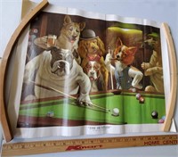 Dogs Playing Pool Poster