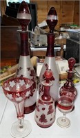 Red Floral Glassware