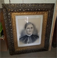 Antique Woman Charcoal and Frame
