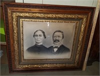 Antique Man and Woman Charcoal w/ Decorative Frame