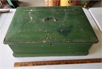 Vintage Green Wooden Box w/ Tools