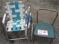 Folding Chairs (3)-2 Webbing w/ 1 needs repair, &