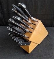 Set of Henckel cutlery and knife block