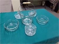 Glass basket and dishes