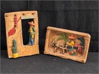 Two painted plaster Chilean folk art plaques