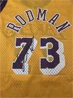 Dennis Rodman autographed Lakers jersey, youth