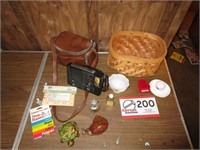 Polaroid Camera w/ Case, Basket & Contents