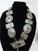 Navajo silver & turquoise concho belt