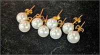 Yellow gold-plated 925 silver earrings lot