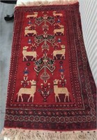 Mid-century Afghan rug approx 35" x 65"