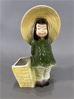 Vintage Royal Copley Planter Vase -Chinese girl