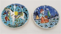 Pair of signed Turkish hand painted ceramic plates
