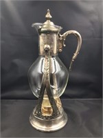 Silver-plated glass ewer with pouring stand