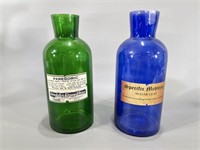Blue & Green Druggist Bottles