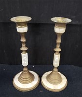 Pair of Indian brass candle holders