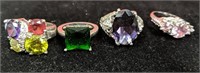 4 cocktail rings lot, size 8.5