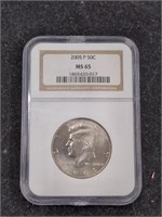 2005 Kennedy Half dollar coin NGC MS65 slabbed