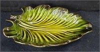 Glazed pottery leaf dish