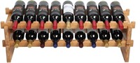 18-Bottle Stackable Natural Bamboo Wine Display