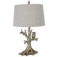 27.75 in. Silverleaf Table Lamp with Owl
