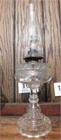 Antique clear pattern glass base oil lamp, base