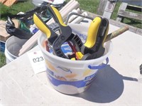 Bucket of Clamps & Ladder Hooks