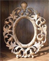 Vintage oval ornate metal easel picture frame,