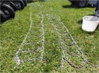 Wooden Box w/Set of Lawn & Garden Tractor Chains,