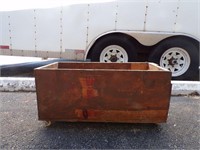 WOODEN BOX ON WHEELS 30 X 15 X 12