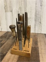 Lot of Wood Files and Awls in Block, as pictured
