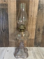 Antique Clear Pattern Glass Oil Lamp